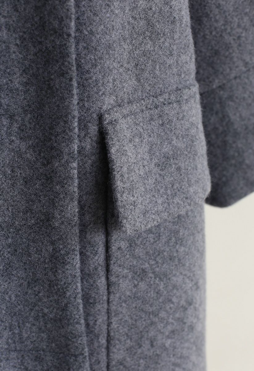 I Want It All Wool-Blended Longline Coat in Grey