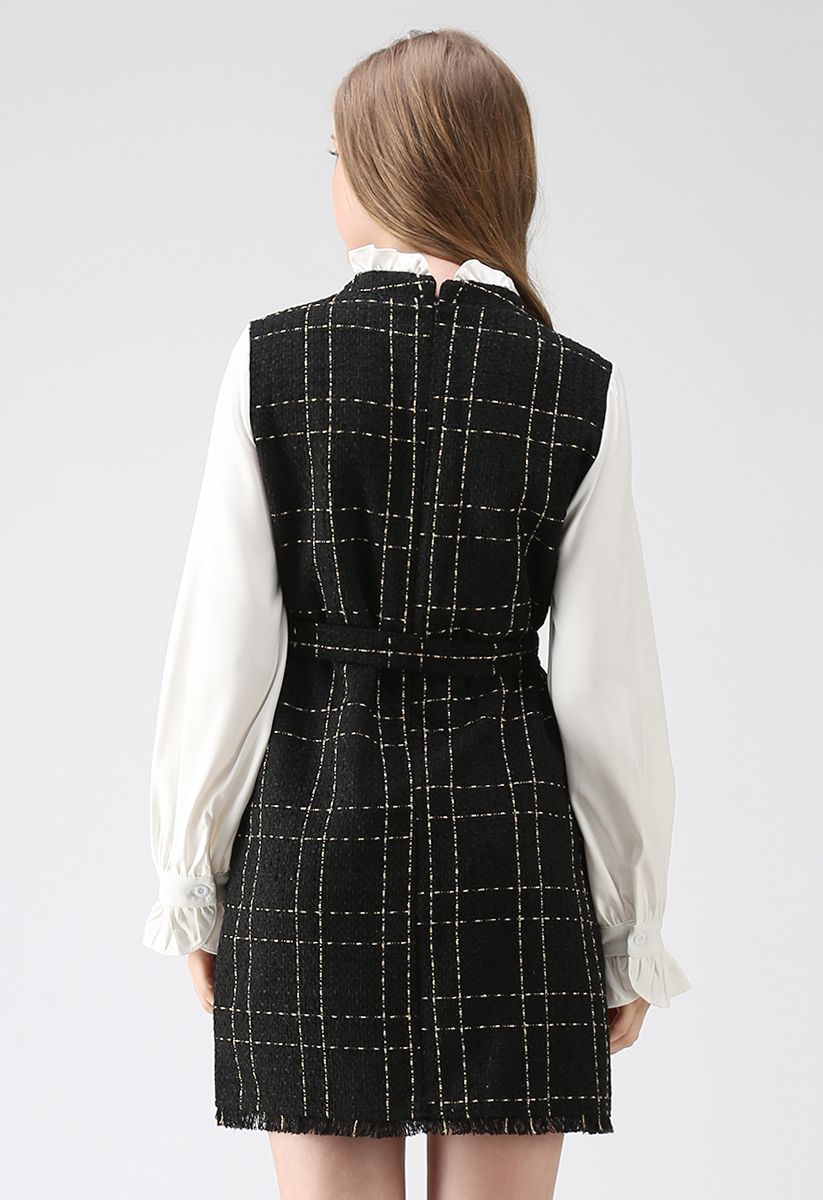 Endlessly Chic Belted Tweed Dress