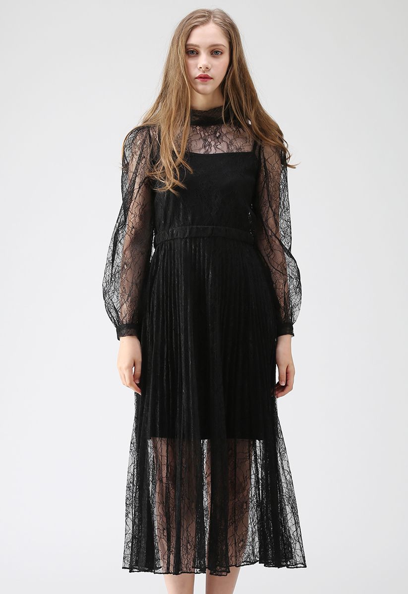 black floral lace dress