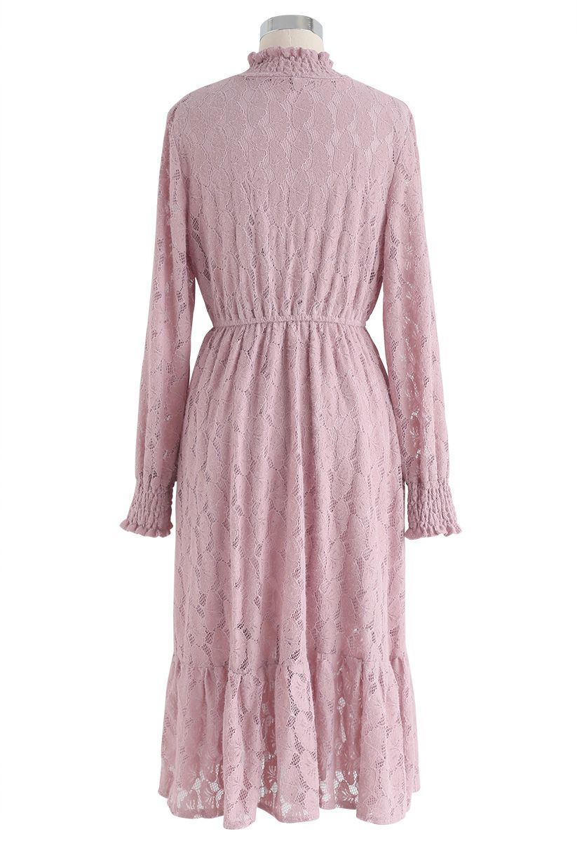 Ginkgo Beauty Full Lace Midi Dress in Dusty Pink - Retro, Indie and ...