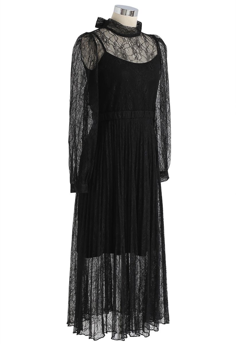 Expression of Elegance Floral Lace Dress in Black - Retro, Indie and ...
