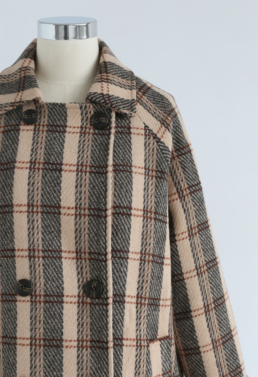 What U See Plaid Double-Breasted Longline Coat