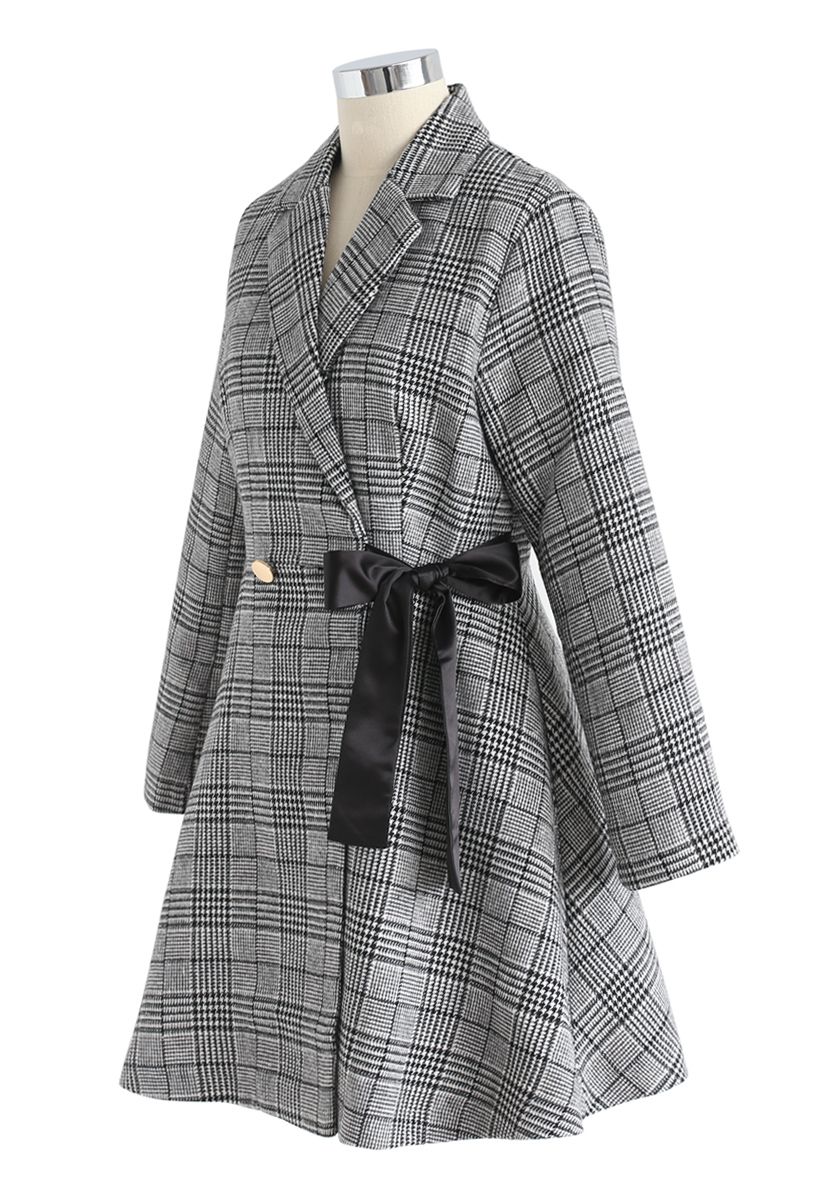Prepared For A Date Plaid Coat Dress in Grey