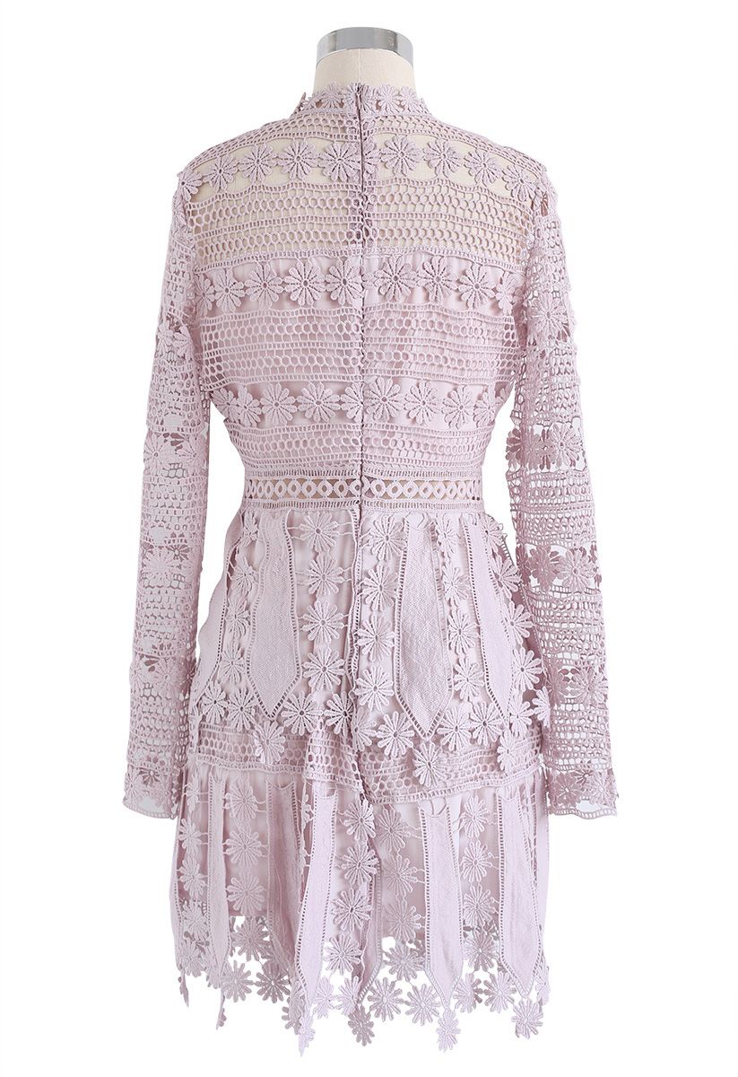 Light of Mind Flower Crochet Dress in Dusty Pink