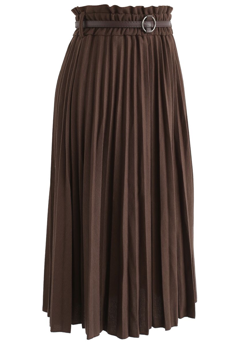 Shall We Talk Pleated Midi Skirt in Brown - Retro, Indie and Unique Fashion