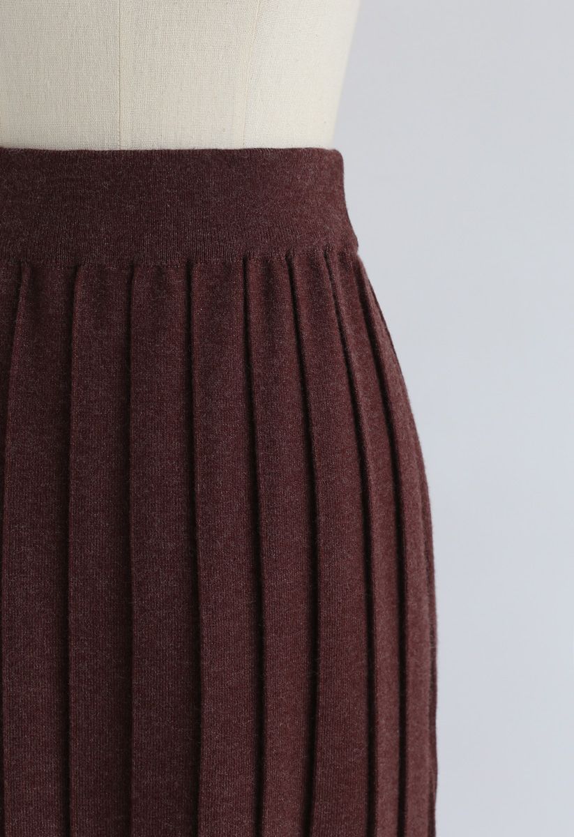 Here to Stay Color Blocking Knit Skirt in Brown