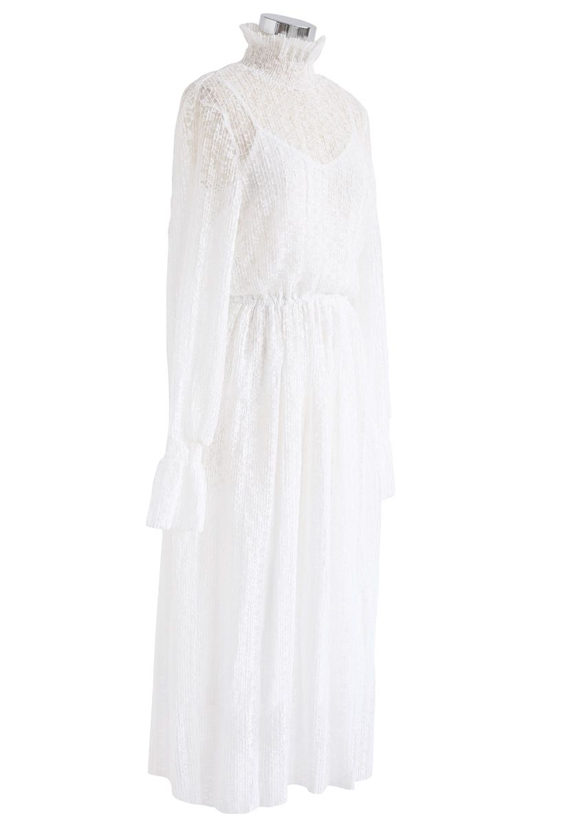 Destination for Romance Pleated Lace Dress in White