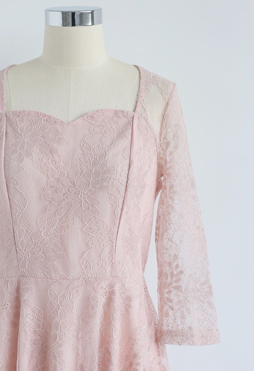 All for You Square Neck Lace Dress in Pink - Retro, Indie and Unique ...
