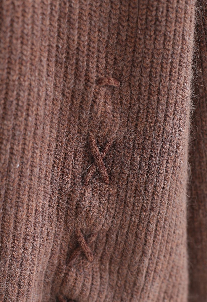 From Me to You Cut Out Knit Sweater in Tan
