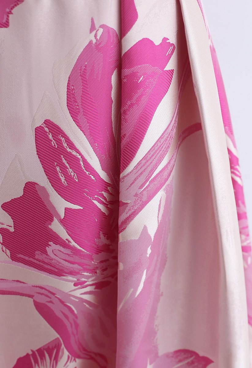 Bauhinia Blossom Jacquard Midi Dress in Pink