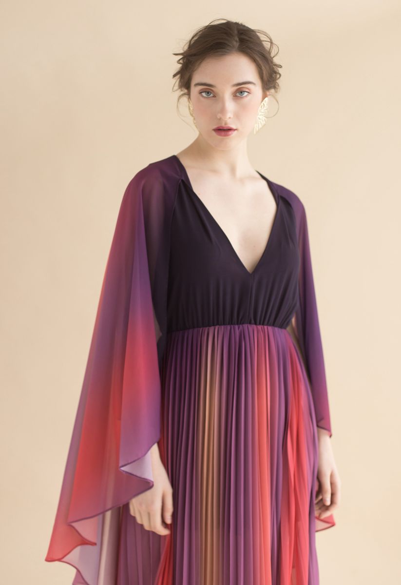 Broadcast Your Elegance Gradient Pleated Maxi Dress