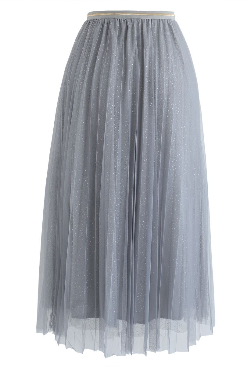 My Fairytale Sequin Tulle Mesh Skirt in Grey  