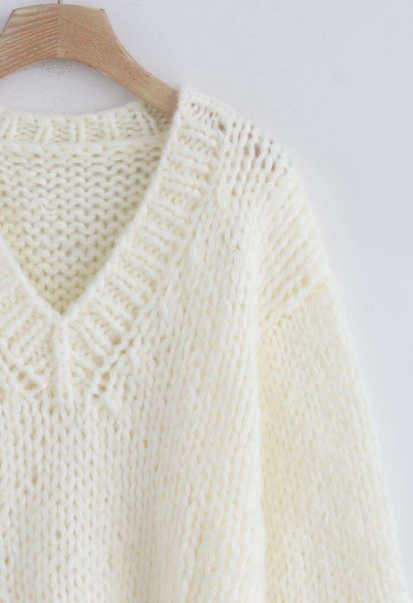 How Deep Is Your Love Hand Knit Chunky Sweater in Ivory
