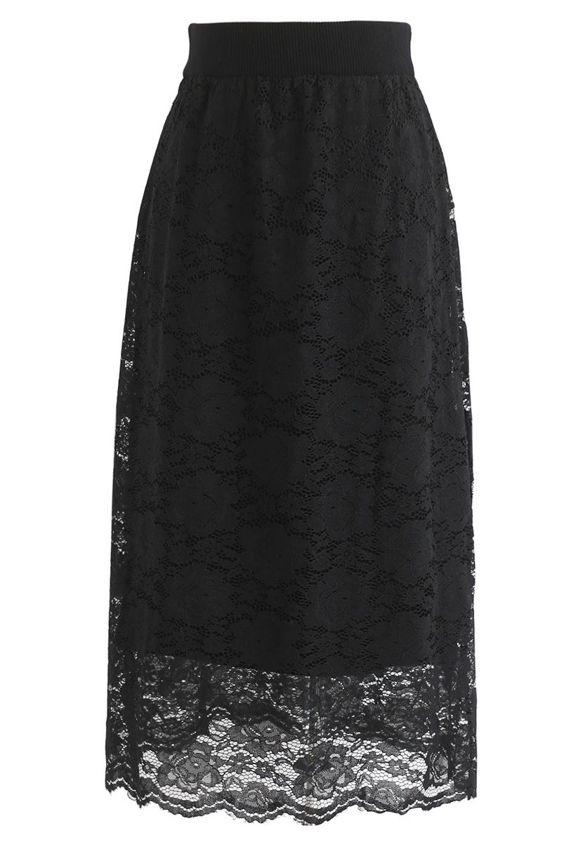 Dreaming Together Lace Knit Skirt in Black - Retro, Indie and Unique ...