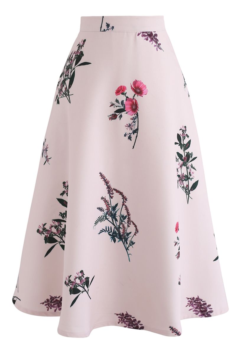 Floral Motif A-Line Skirt
