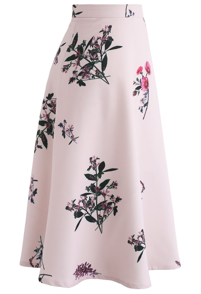 Floral Motif A-Line Skirt
