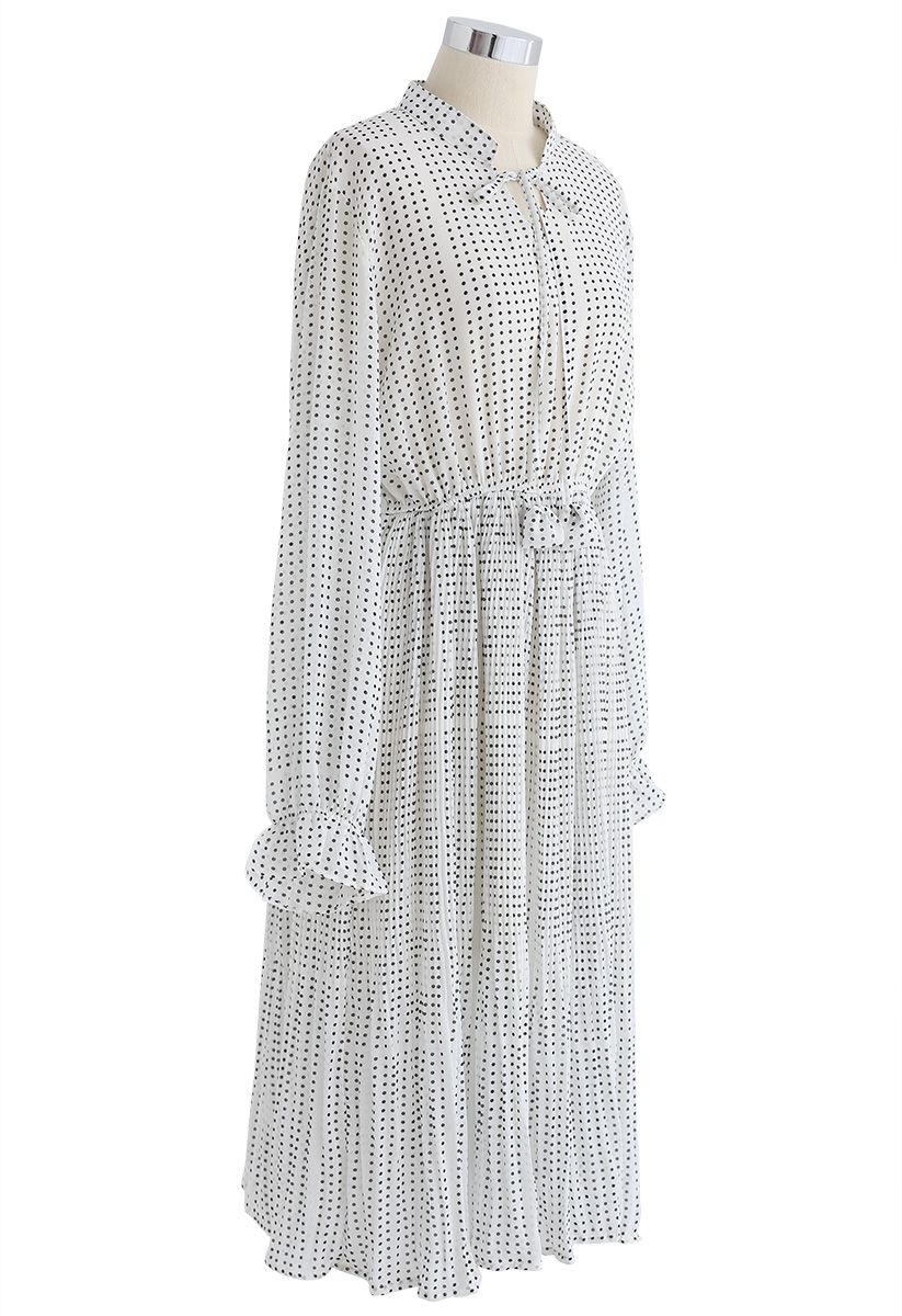 One More Time Polka Dots Chiffon Dress in White - Retro, Indie and ...