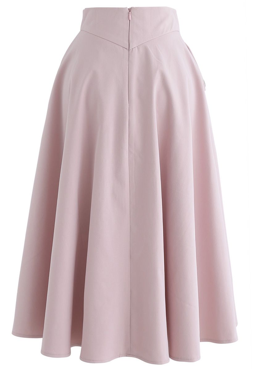 Classic Simplicity A-Line Midi Skirt in Pink - Retro, Indie and Unique ...