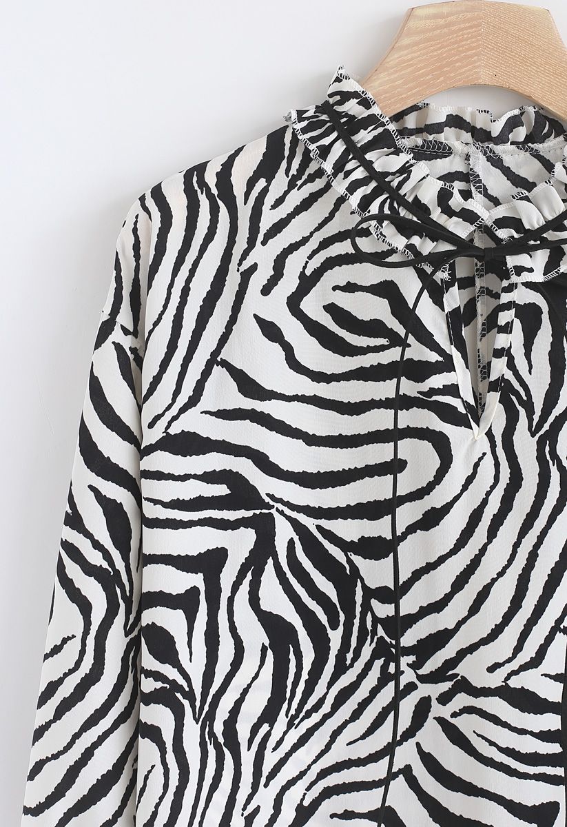 Wildlife Zebra Printed Chiffon Top