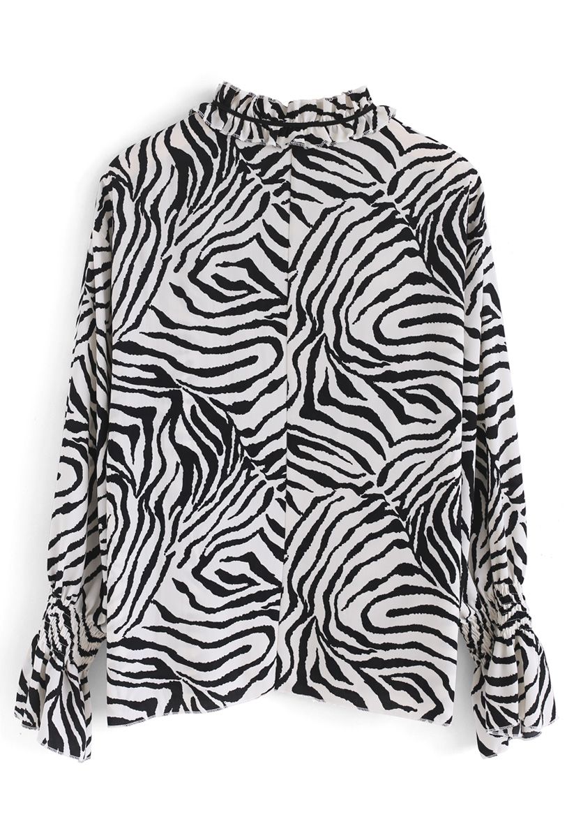 Wildlife Zebra Printed Chiffon Top - Retro, Indie and Unique Fashion