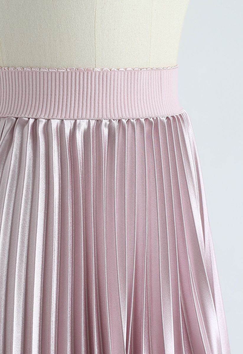 Glam Slam Pleated Midi Skirt in Pink