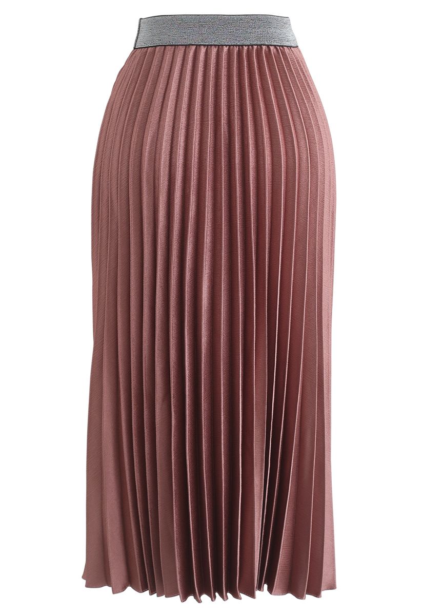 Gimme The Spotlight Pleated Midi Skirt in Caramel - Retro, Indie and ...