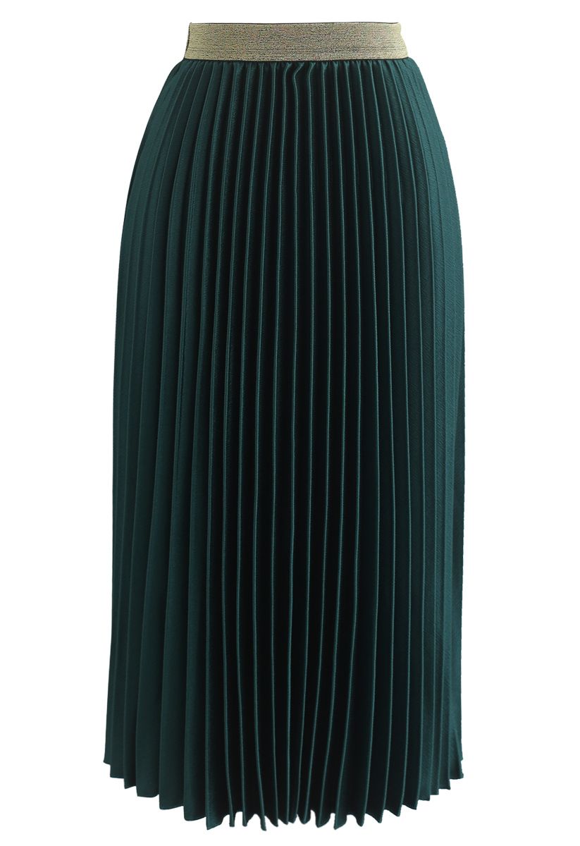Gimme The Spotlight Pleated Midi Skirt in Emerald - Retro, Indie and ...