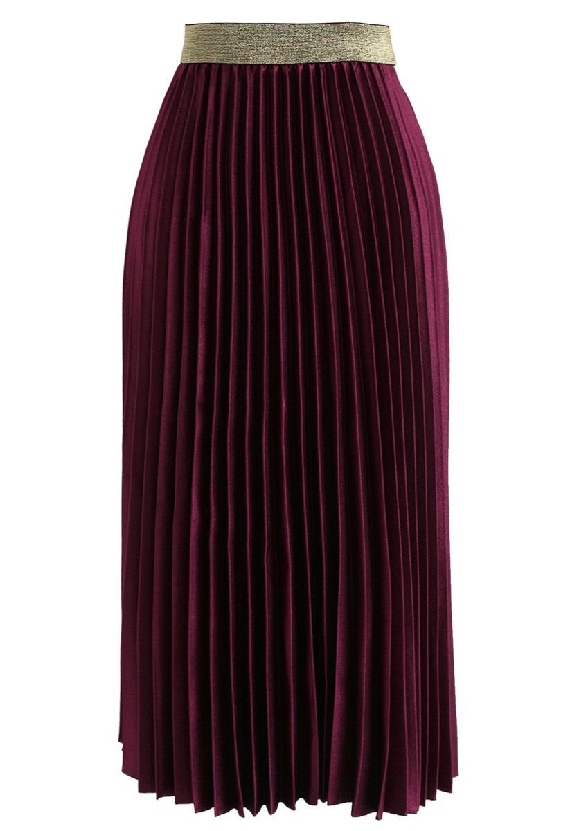 Gimme The Spotlight Pleated Midi Skirt in Plum - Retro, Indie and ...