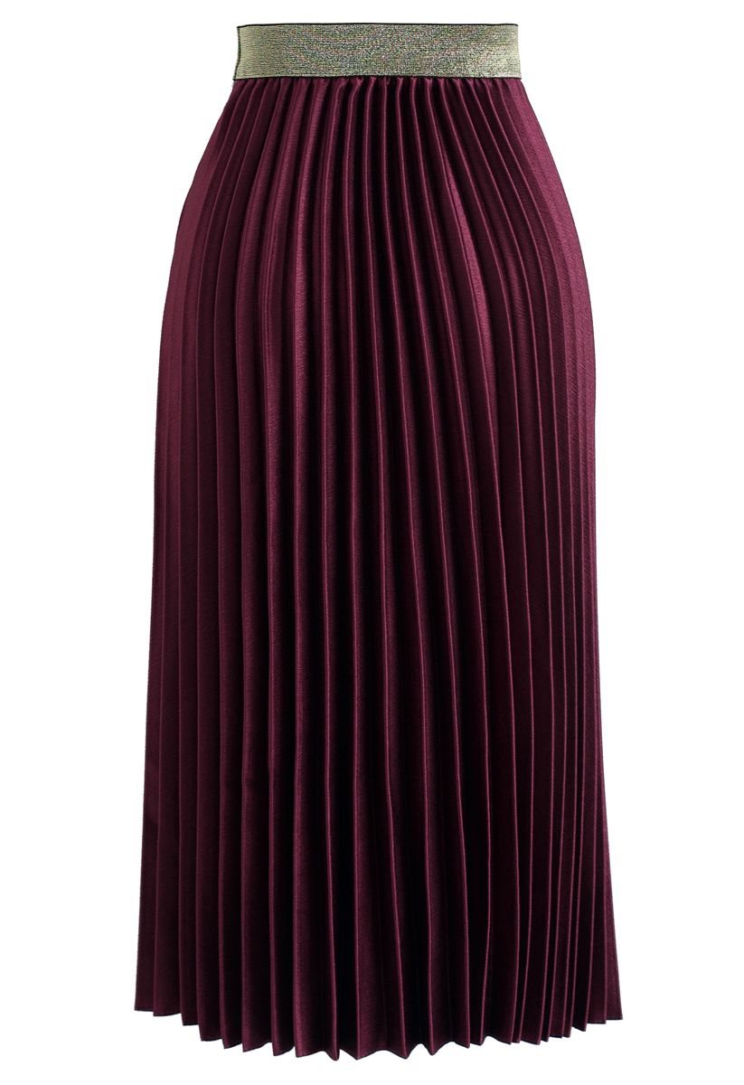 Gimme The Spotlight Pleated Midi Skirt in Plum - Retro, Indie and ...