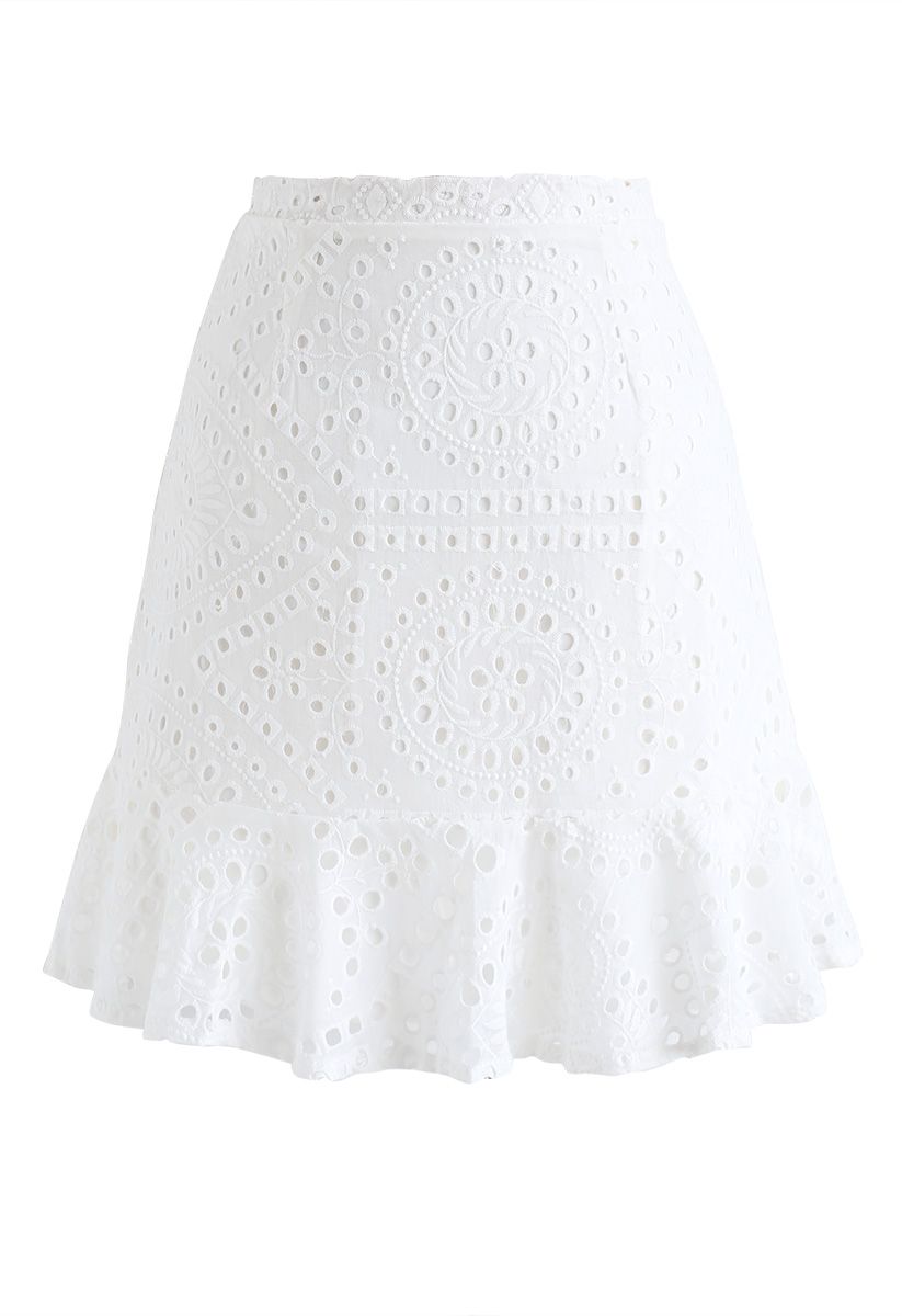 Let Love Grow Eyelet Mini Skirt in White - Retro, Indie and Unique Fashion