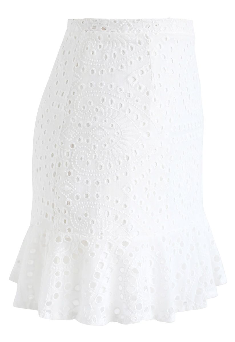 Let Love Grow Eyelet Mini Skirt in White - Retro, Indie and Unique Fashion