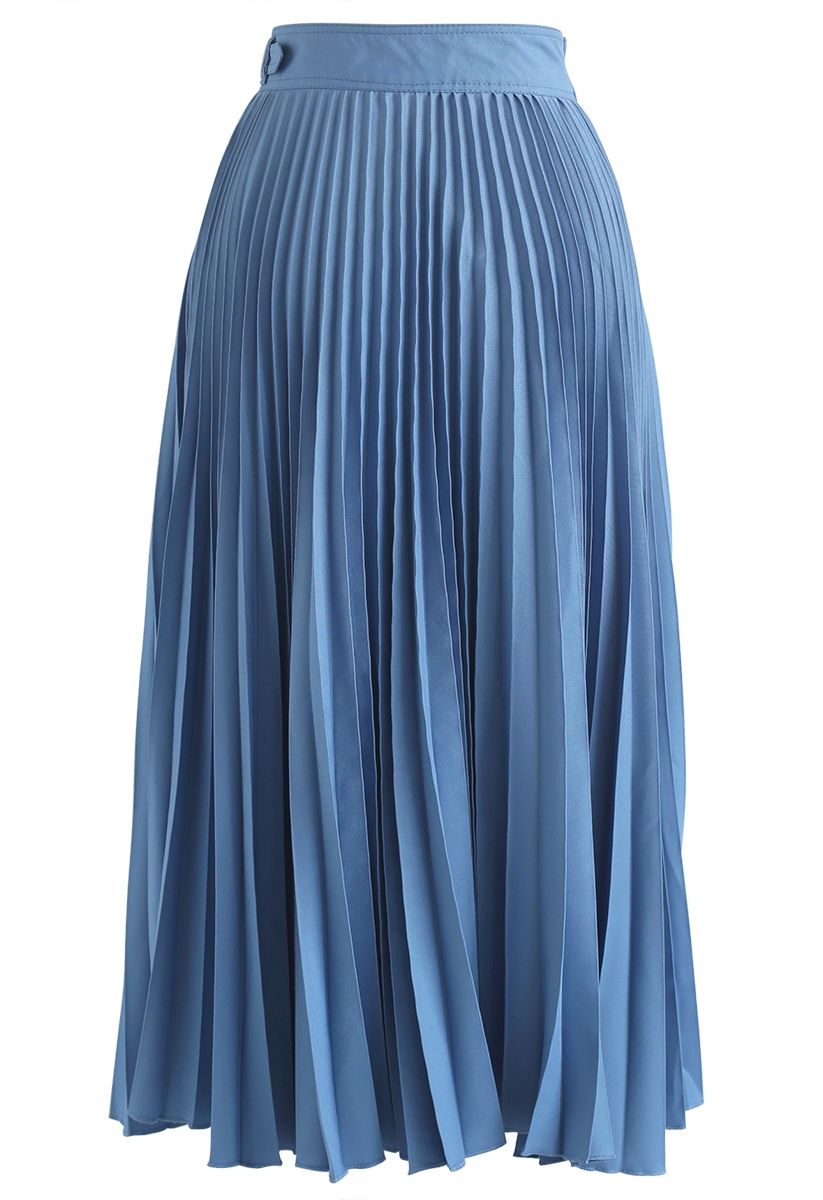 Tender Breeze Pleated Midi Skirt in Blue - Retro, Indie and Unique Fashion