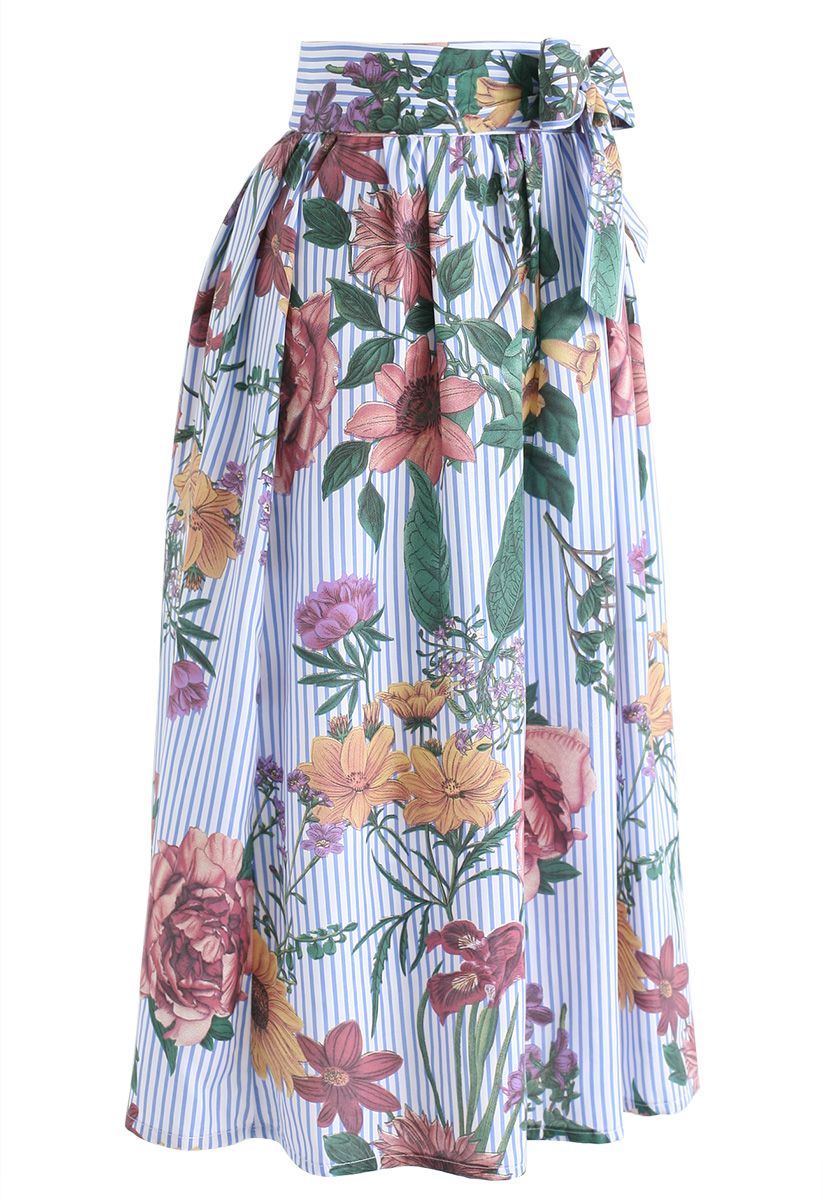 Garden Explorer Stripe Midi Skirt - Retro, Indie and Unique Fashion