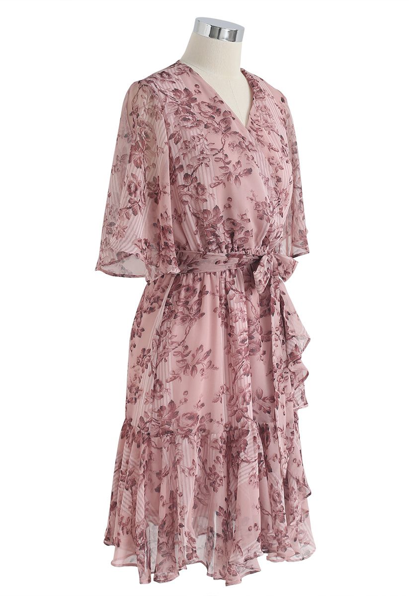 Bomb of Love Floral Chiffon Dress in Pink - Retro, Indie and Unique Fashion