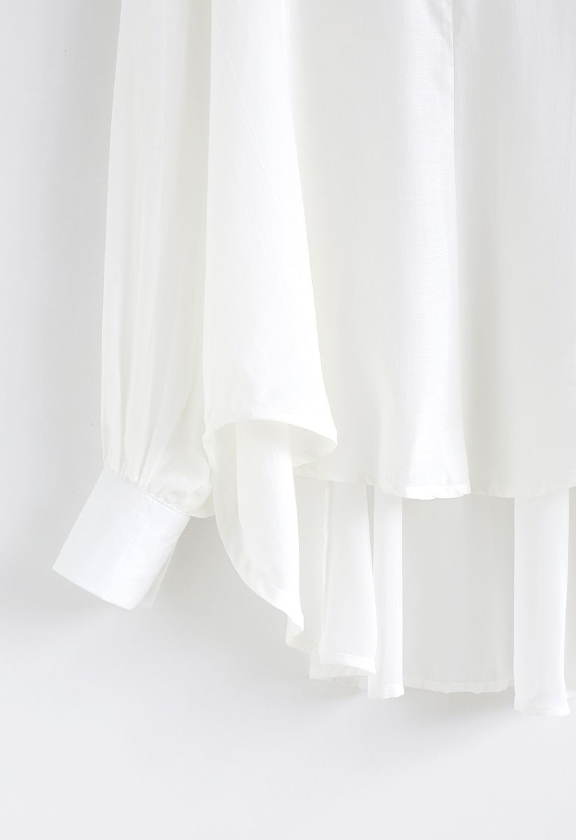 Soft Focus Hi-Lo V-Neck Shirt in White - Retro, Indie and Unique Fashion