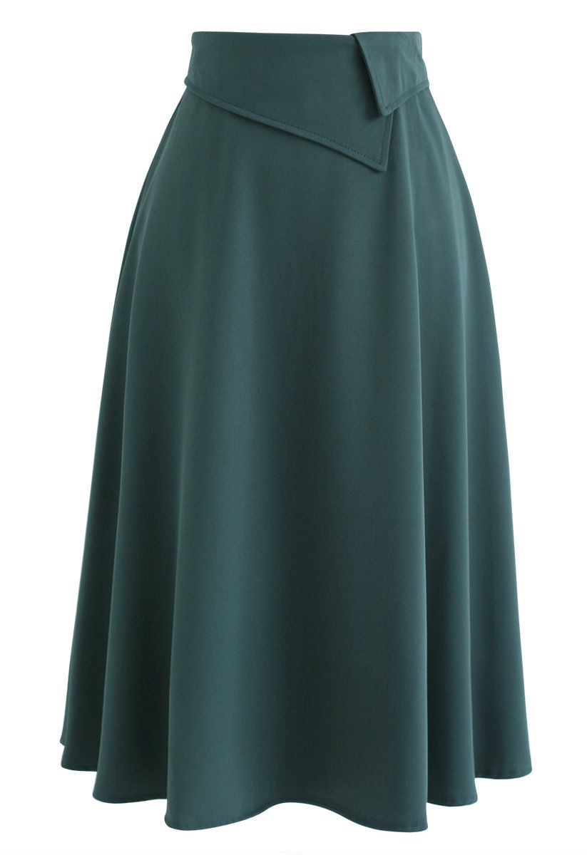 Keep on Loving You A-Line Midi Skirt in Dark Green - Retro, Indie and ...