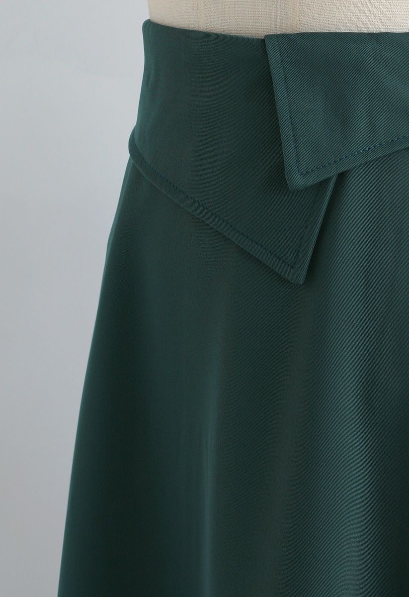 Keep on Loving You A-Line Midi Skirt in Dark Green