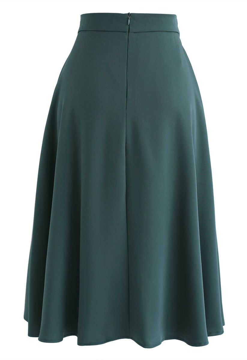 Keep on Loving You A-Line Midi Skirt in Dark Green - Retro, Indie and ...