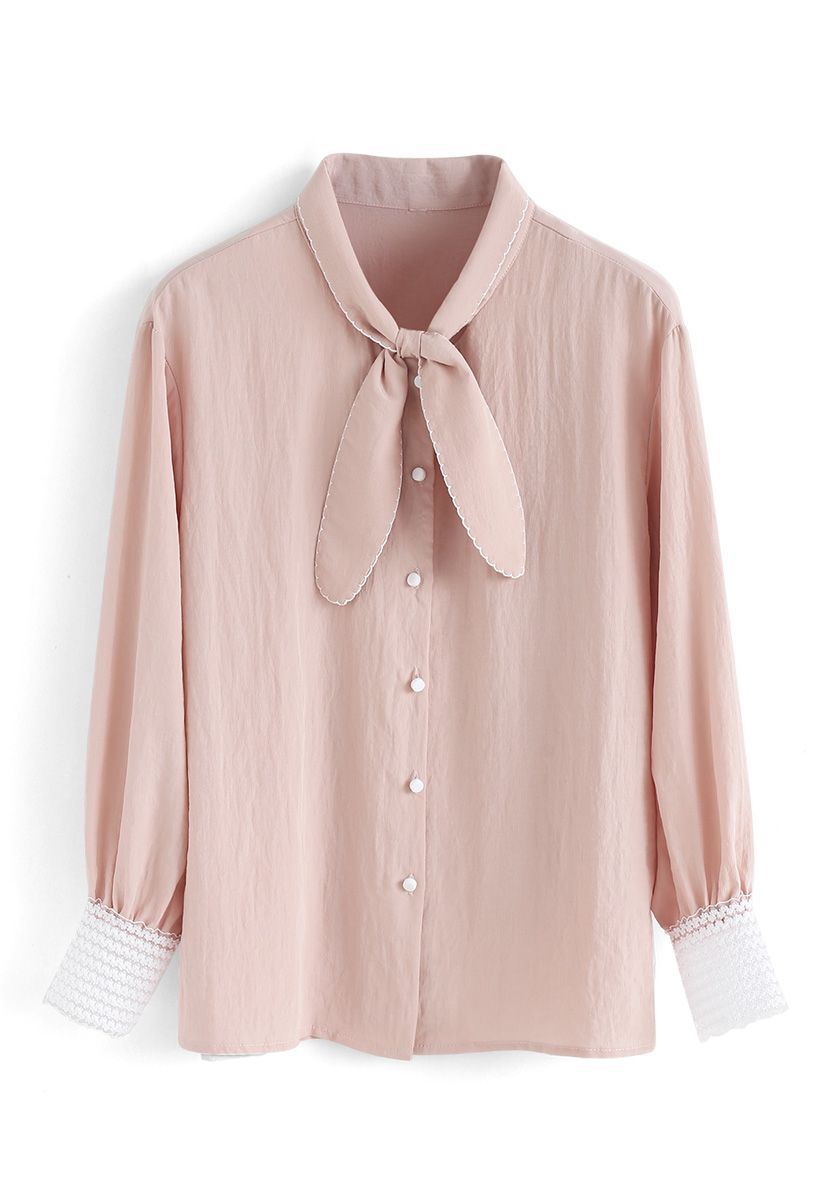 You Made It Bowknot Shirt in Peach