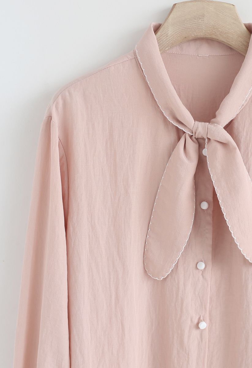 You Made It Bowknot Shirt in Peach