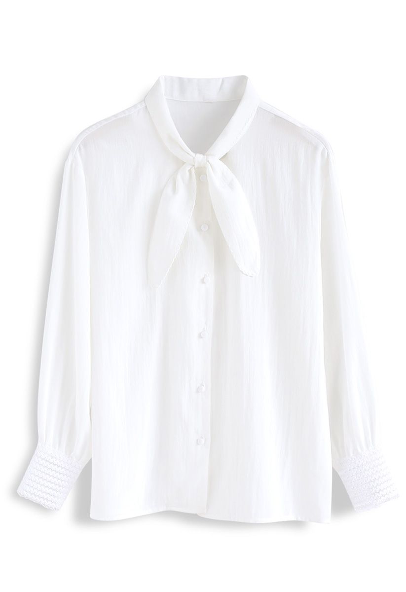 You Made It Bowknot Shirt in White - Retro, Indie and Unique Fashion