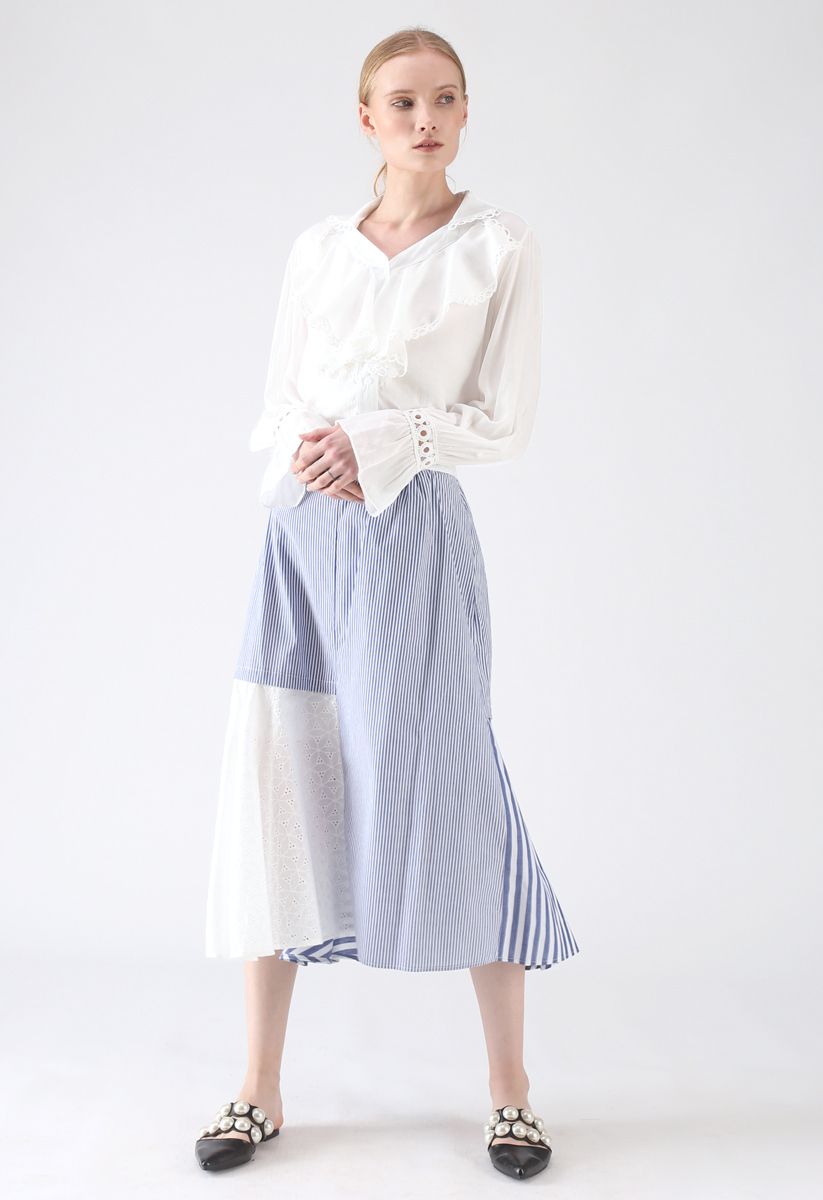 Stripe Vacay A-Line Midi Skirt