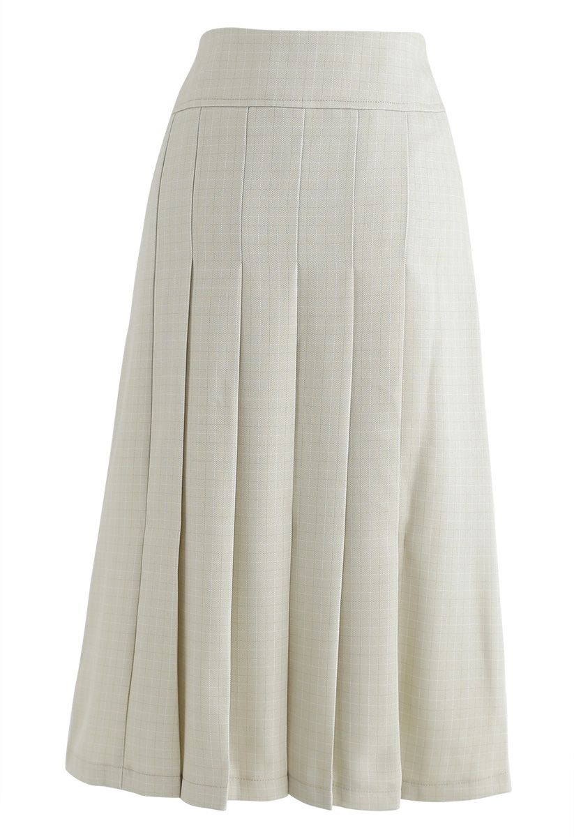 Favor the Feminine Pleated Midi Skirt in Cream