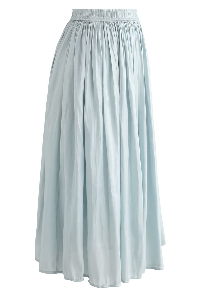 Sleek Beauties Pleated Midi Skirt in Mint
