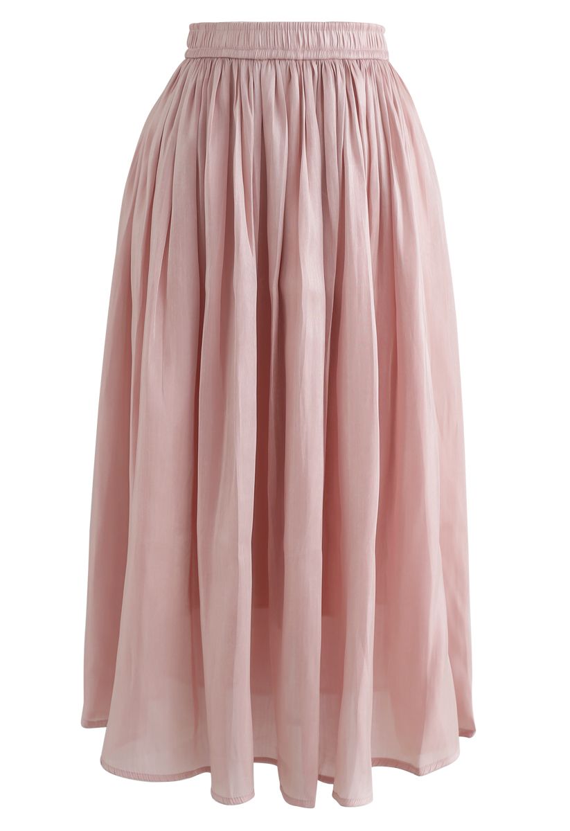 Sleek Beauties Pleated Midi Skirt in Pink - Retro, Indie and Unique Fashion