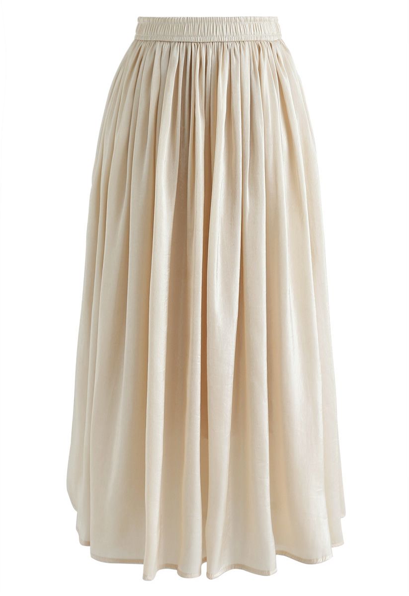 Sleek Beauties Pleated Midi Skirt in Gold - Retro, Indie and Unique Fashion