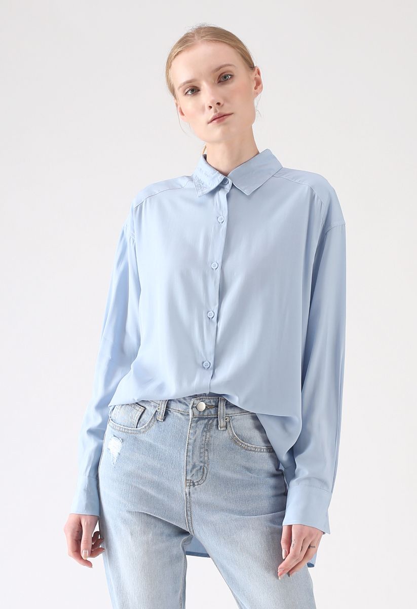 Ultra Softness Basic Shirt in Blue - Retro, Indie and Unique Fashion