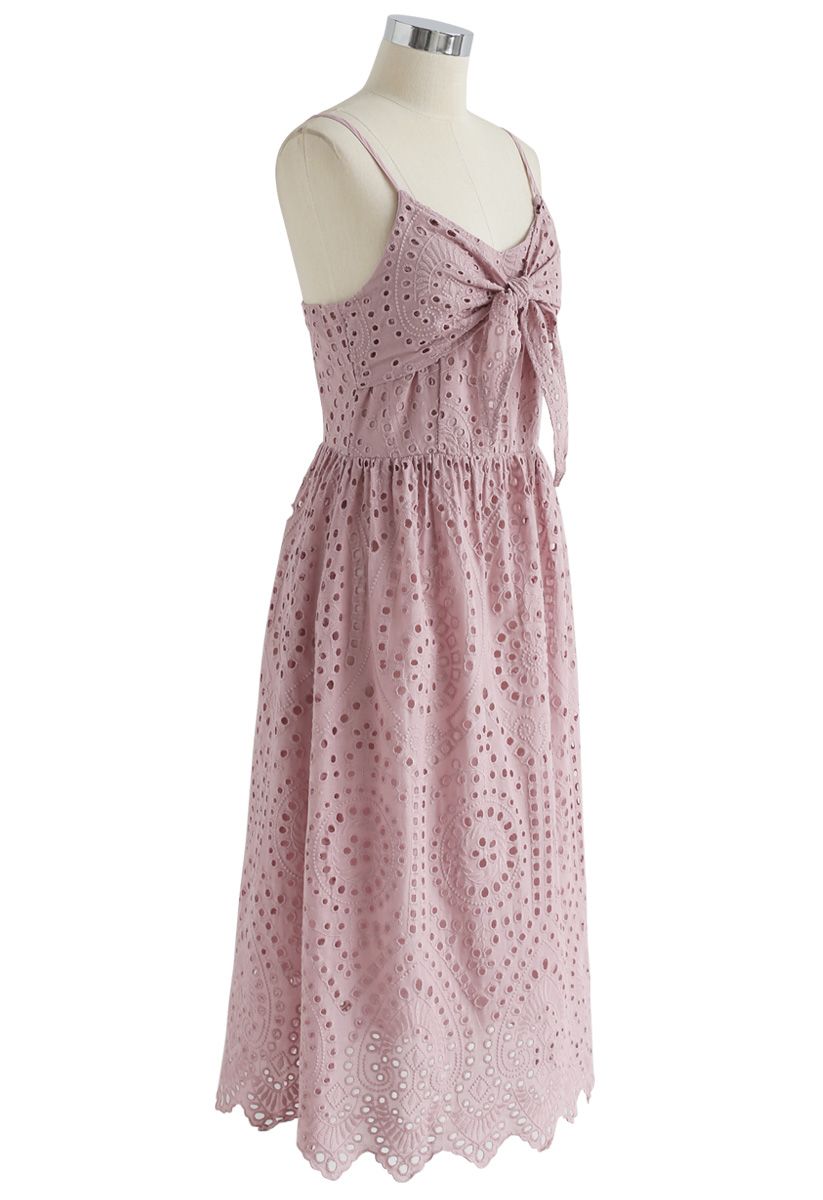 Party Playlist Eyelet Cami Dress in Pink