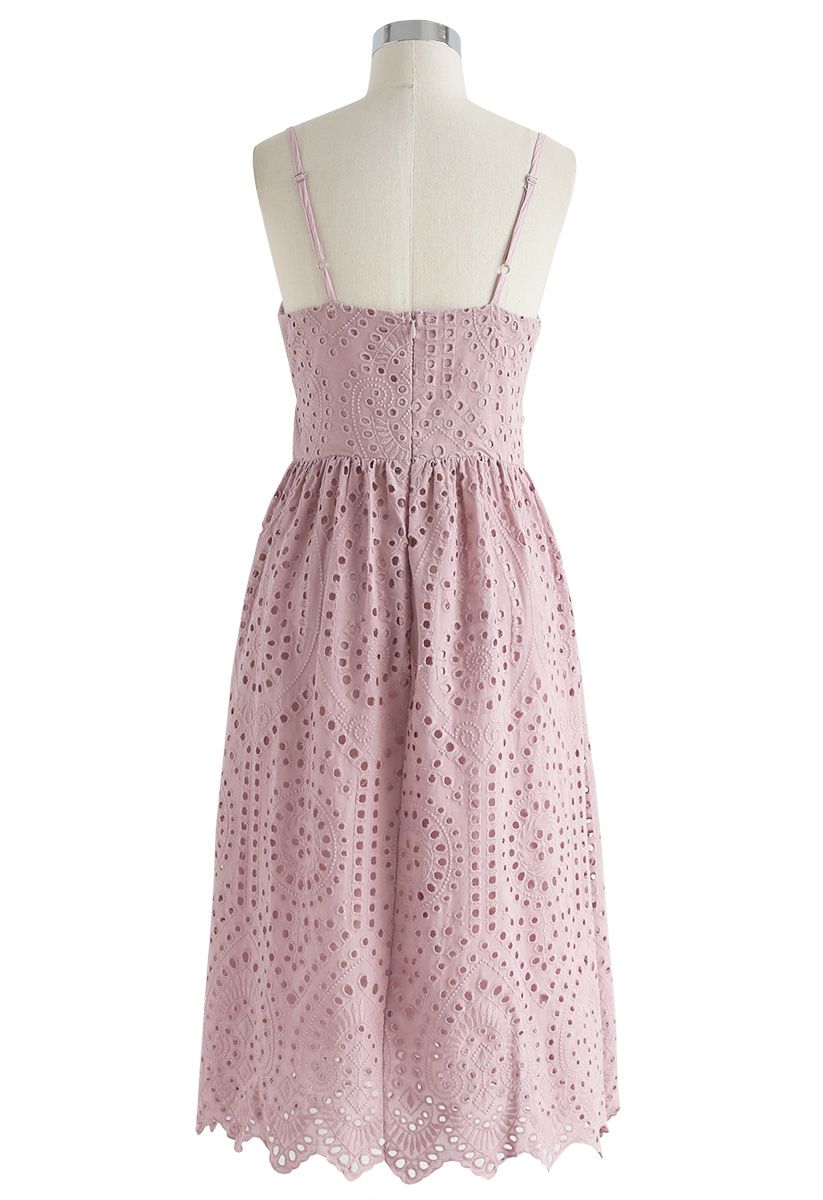 Party Playlist Eyelet Cami Dress in Pink