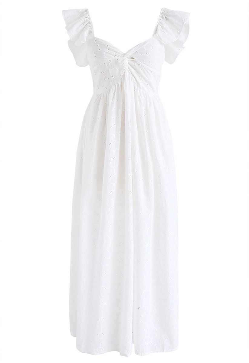 Sending Love Embroidered Eyelet Maxi Dress in White